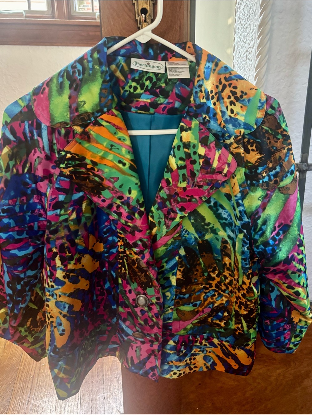 Multicolor Printed Women's Button-Front Jacket - Picture 2 of 4